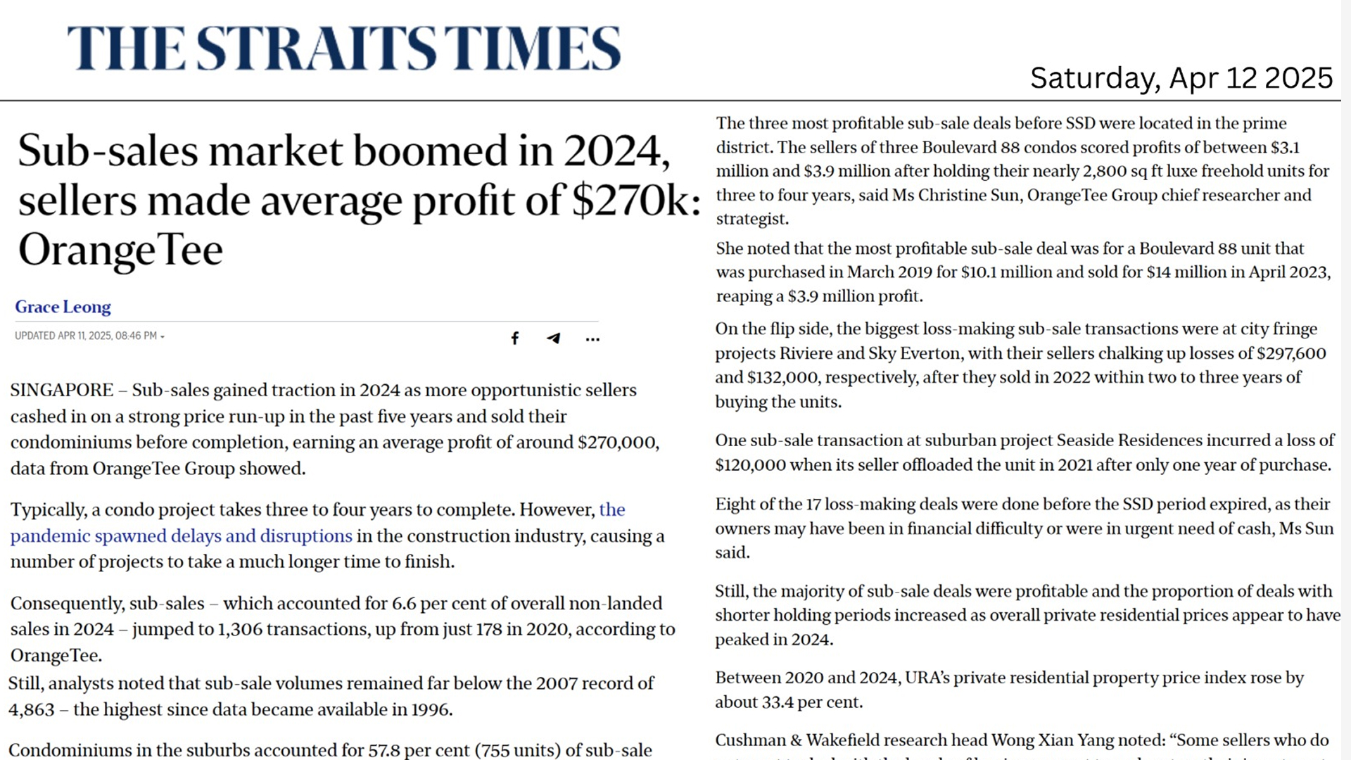 Sub-sales market boom in 2024 sees sellers make profit